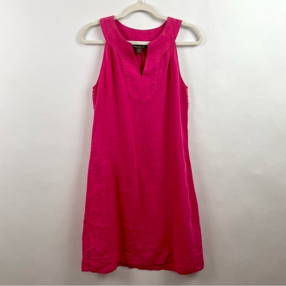 Tommy Bahama 100% Linen A-Line Sundress Halter V-Neck Fuschia Color Size‎ XS